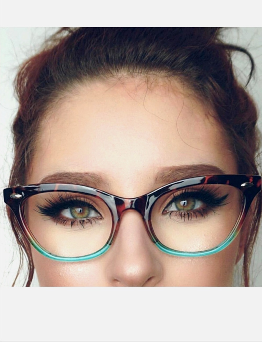 Cat Eye"Ombre" Women Eyeglasses Tortoise Two Tone Gradient Shadz GAFAS Blue Lens